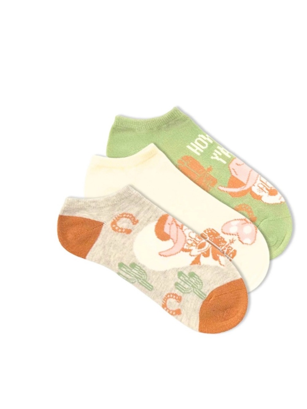 Women’s Disney Minnie Mouse Western Theme No-Show Socks, 3-Pack, Size 4-10